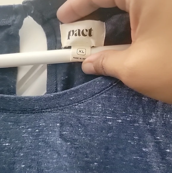 PACT XL Heathered Blue 100% Organic Cotton Short Sleeve T Shirt Dress Comfy - Picture 2 of 5